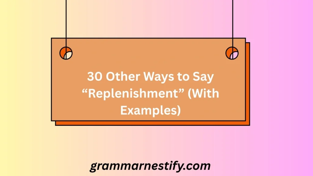 Other Ways to Say “Replenishment”